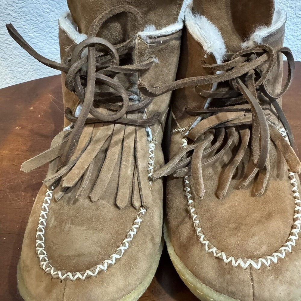 Laidback London Suede Moccasin Boot Womens sz 37 6.5 Tan Brown Anthropologie - Picture 3 of 7